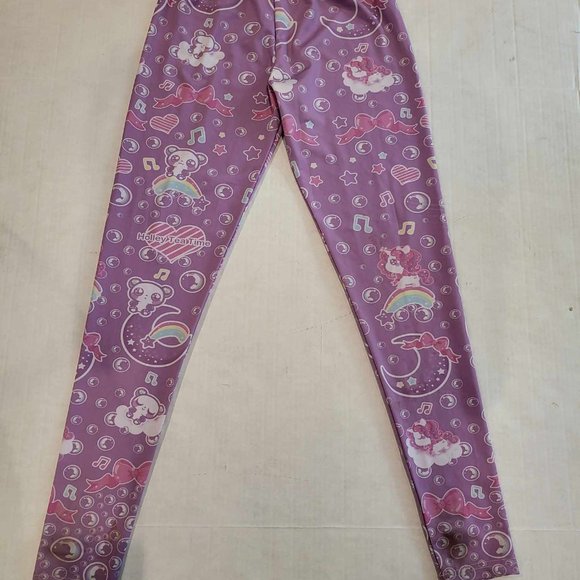 HOLLEY TEA TIME  Pastel Goth Purple Dreamy Bear Leggings - Picture 2 of 2